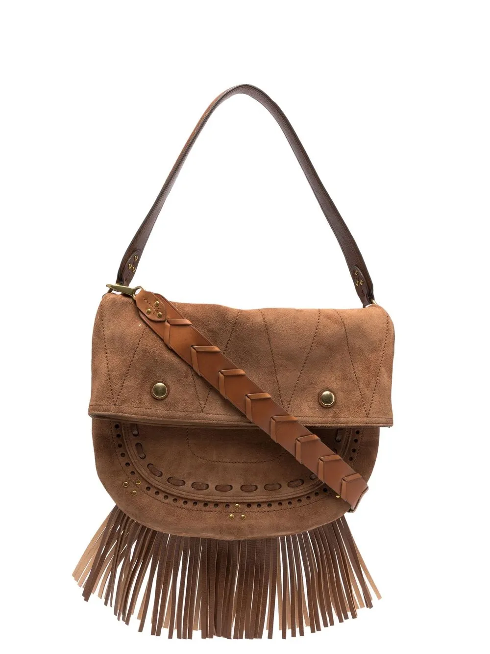 

Jérôme Dreyfuss Jerry suede fringe shoulder bag - Brown