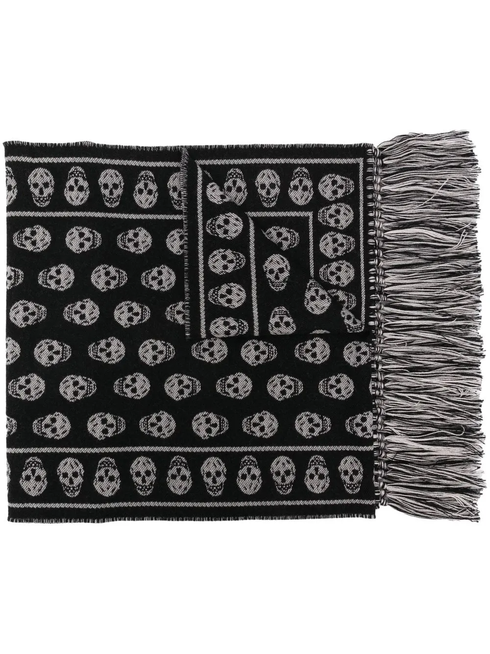 

Alexander McQueen skull-knit fringed scarf - Black
