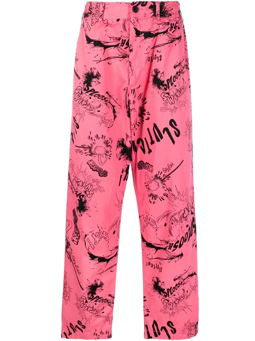 

Comme Des Garçons Shirt pantalones rectos con estampado de grafiti - Rosado