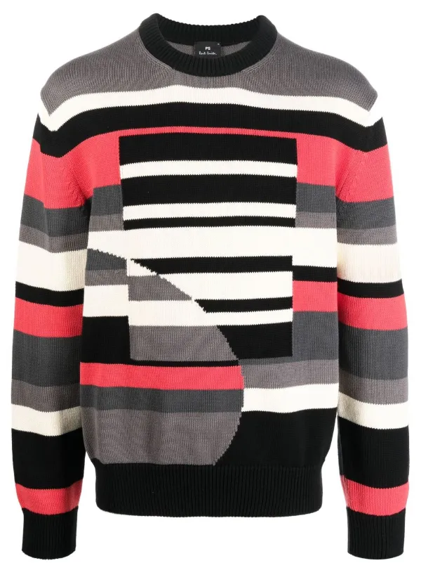 PS Paul Smith Striped Knitted Jumper - Grey