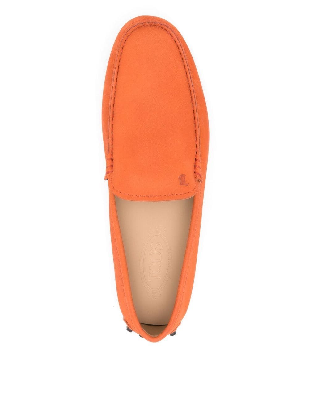 Shop Tod's Round Toe Loafers In Orange