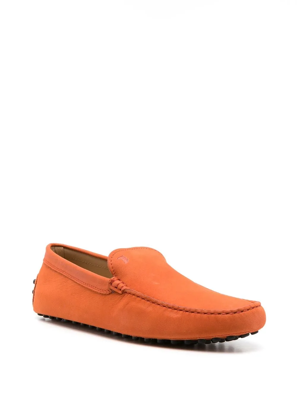 Shop Tod's Round Toe Loafers In Orange