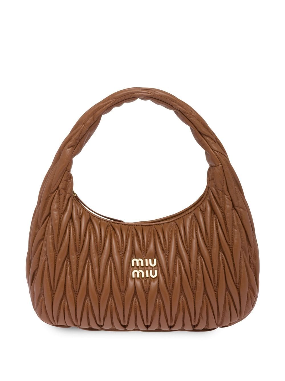 Shop Miu Miu Wander Matelassé Shoulder Bag In Brown