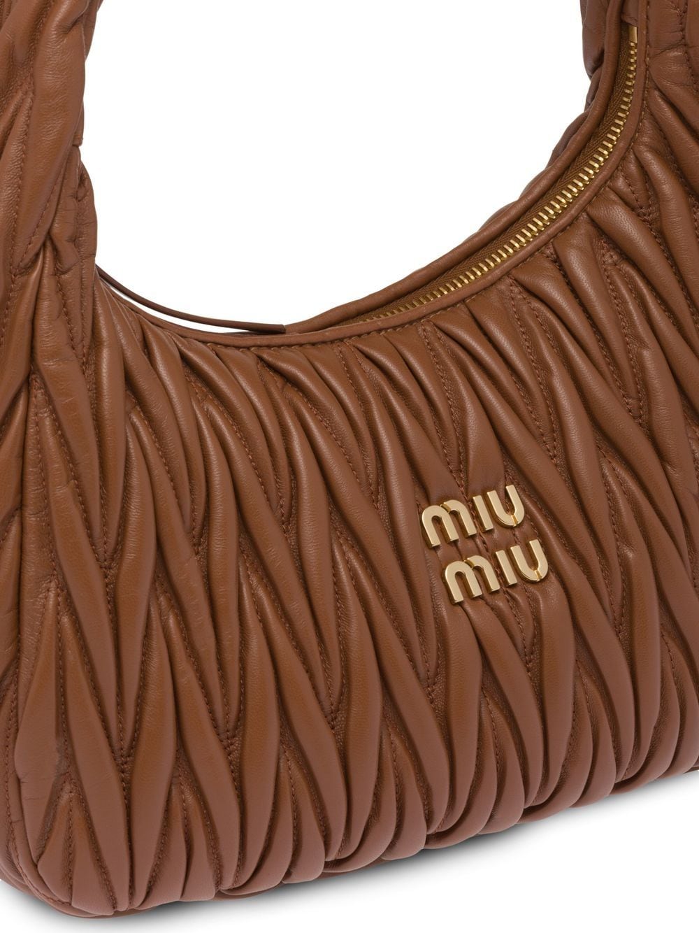 Shop Miu Miu Wander Matelassé Shoulder Bag In Brown