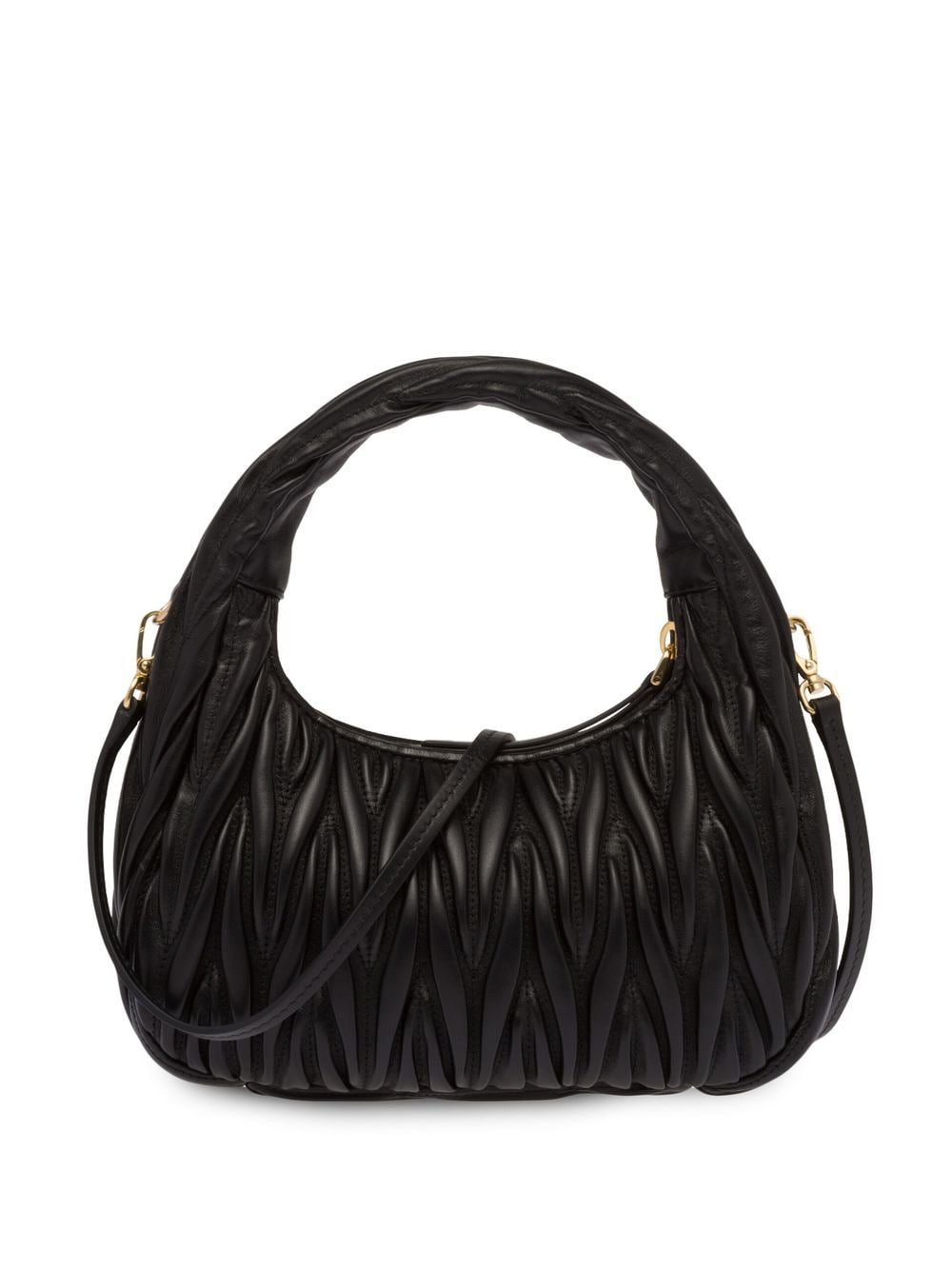 Shop Miu Miu Mini Wander Matelassé Shoulder Bag In Black