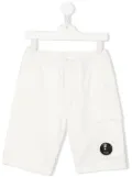 C.P. Company Kids logo-patch track shorts - White