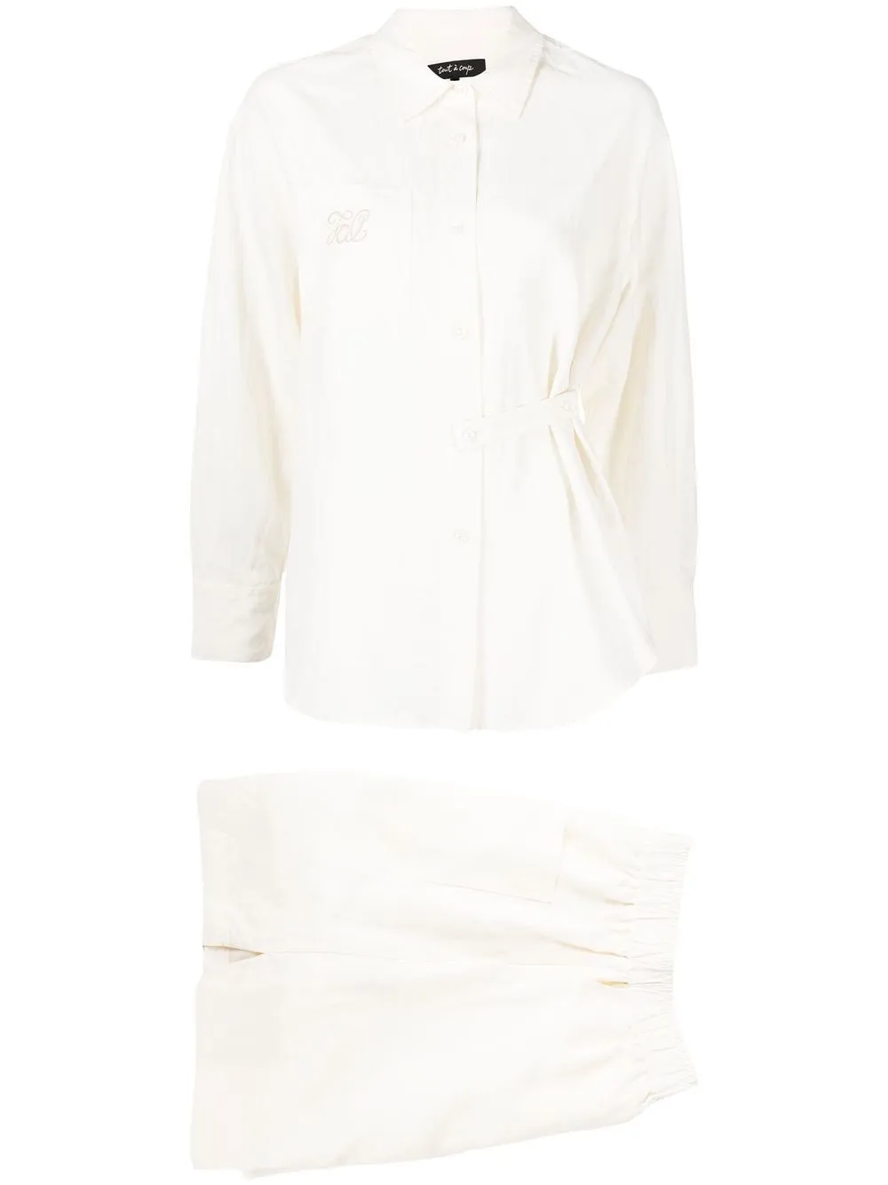 

tout a coup set de bermudas y camisa con logo bordado - Blanco