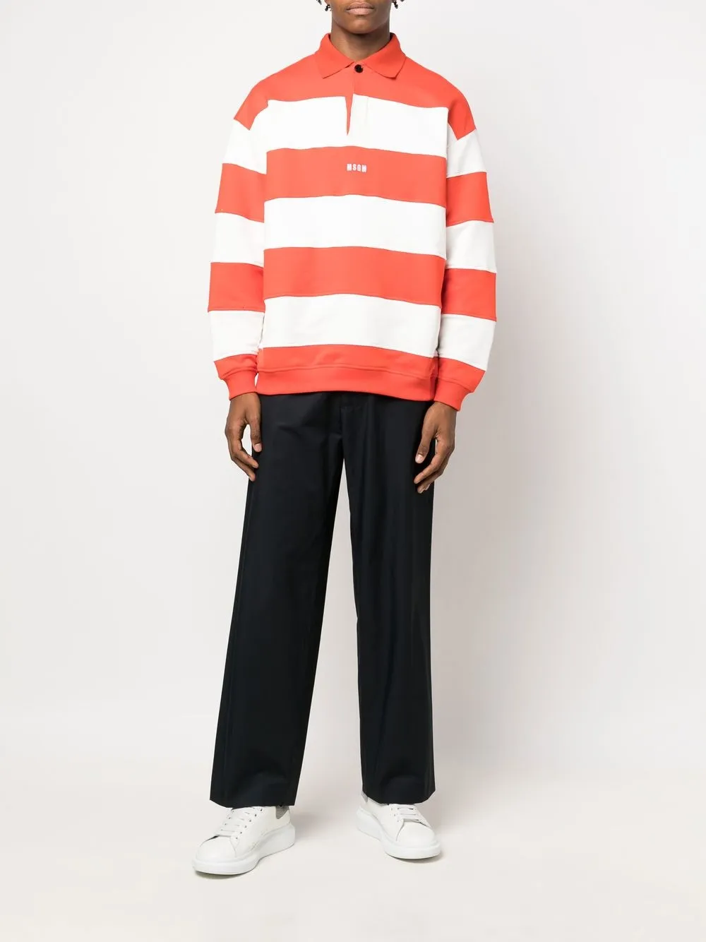 MSGM Poloshirt met horizontale strepen - Oranje