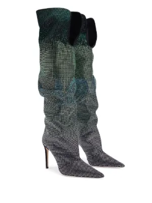 giuseppe zanotti ニーハイブーツ Giuseppe Zanotti Over-the-Knee Boots Stretch Mesh Leather