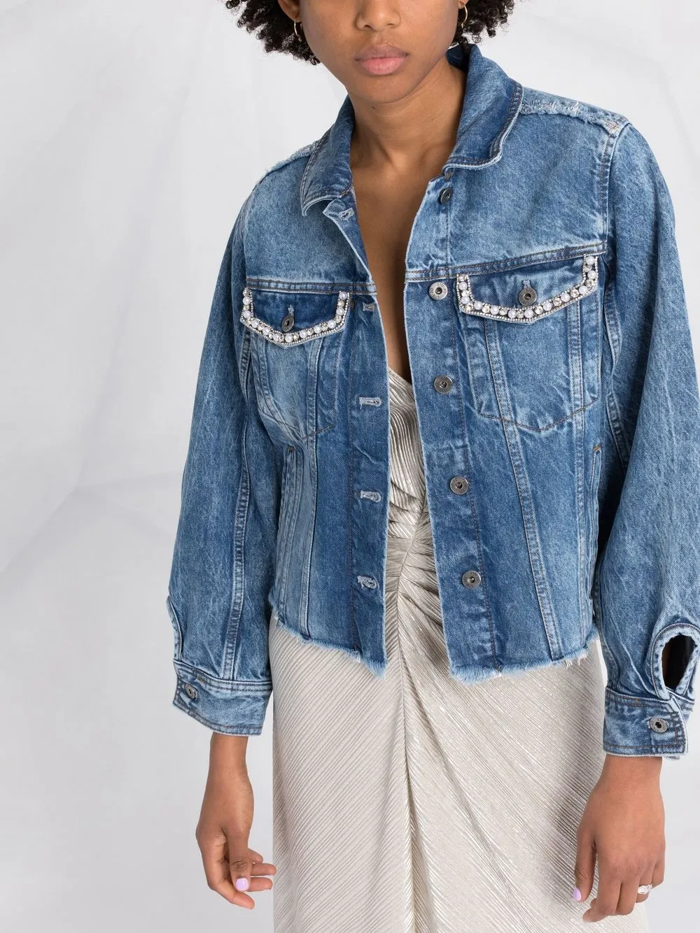 Jean jacket hot sale with pearls