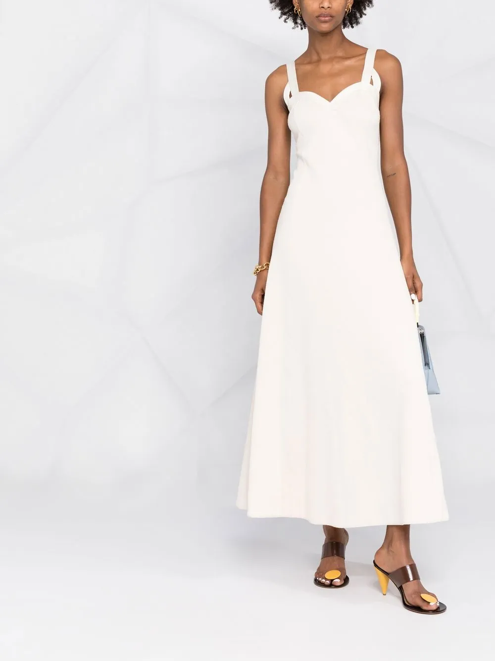 Jil Sander Midi-jurk met sweetheart hals - Beige