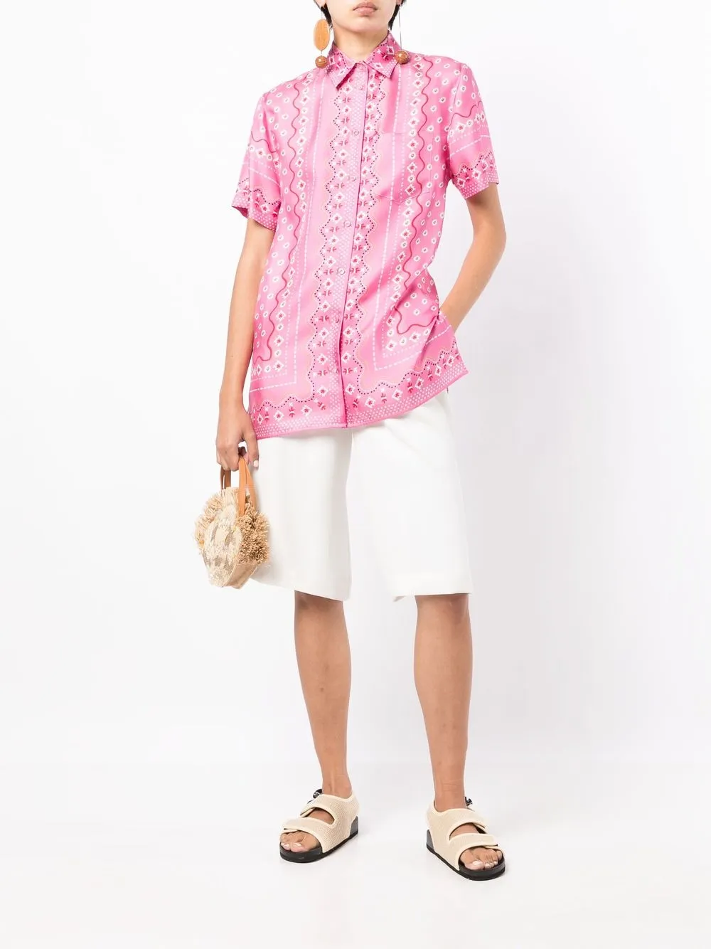 Ermanno Scervino Blouse met bandanaprint - Roze