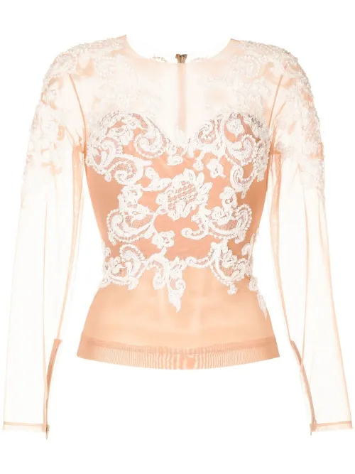 Haut en soie à broderies - Zuhair Murad - Modalova