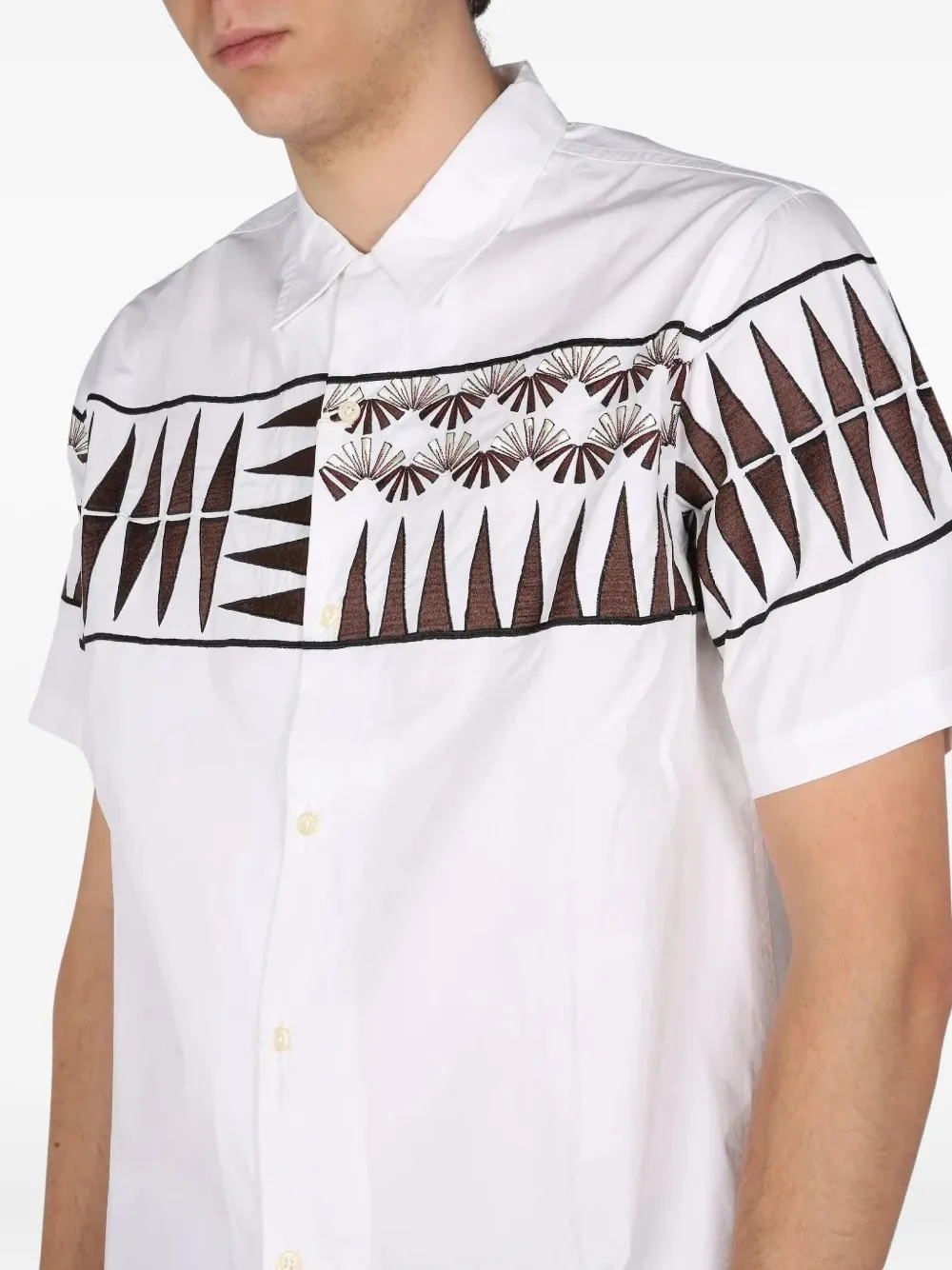 Universal Works Overhemd met geometrische print Wit