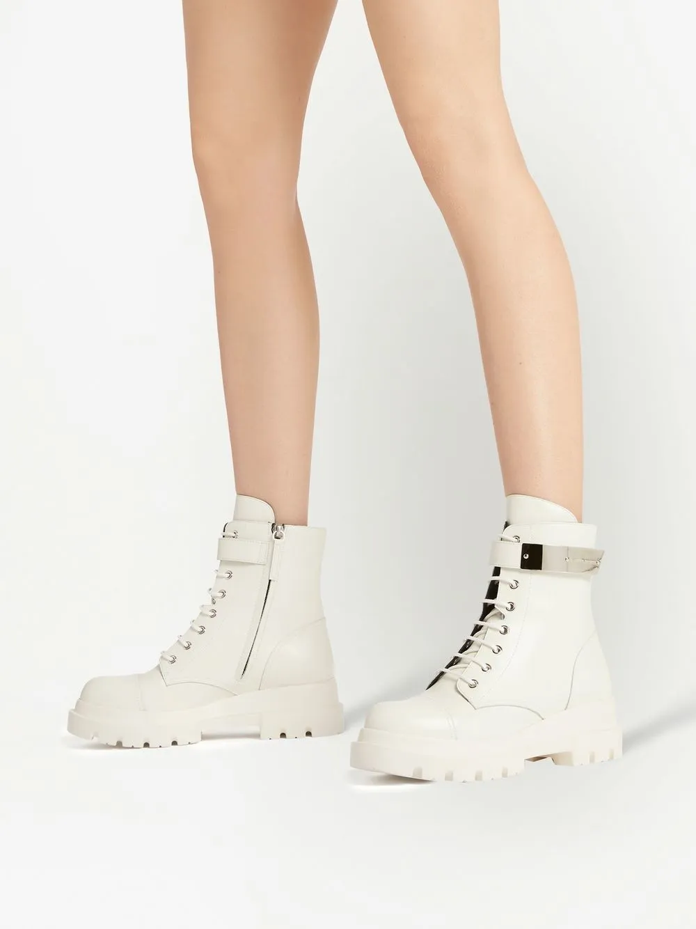 Giuseppe Zanotti Alexa leather combat boots White