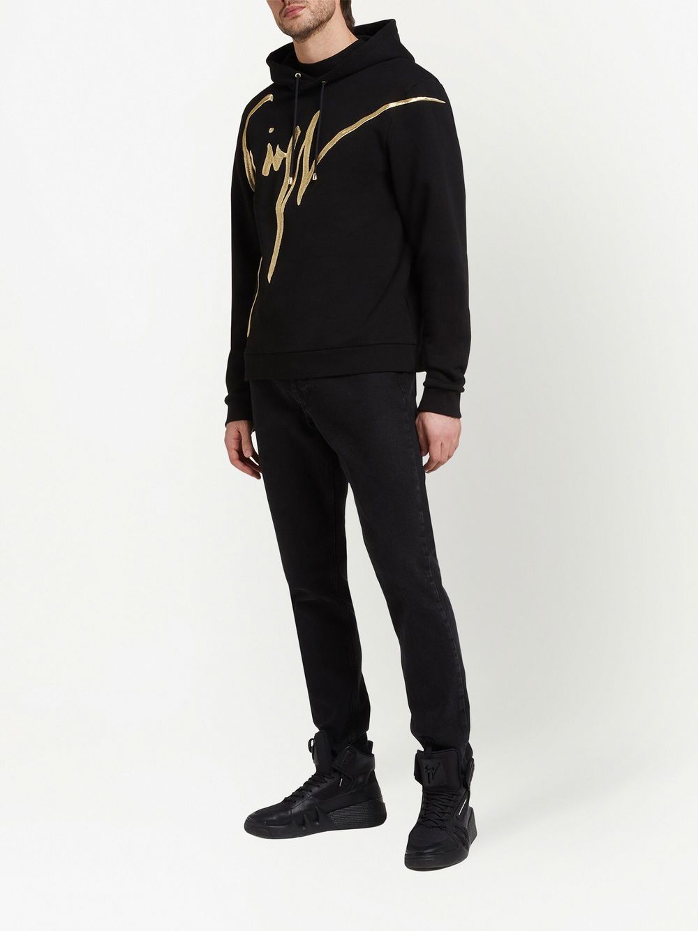 Giuseppe Zanotti Hoodie met geborduurd logo - Zwart