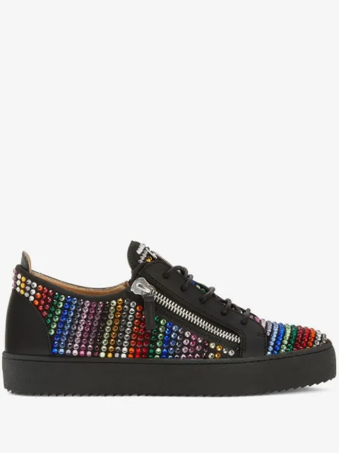 Giuseppe Zanotti Tênis cano baixo Frankie Strass com zíper