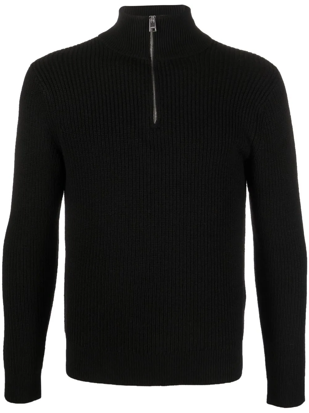 

SANDRO zip-front funnel-neck jumper - Black