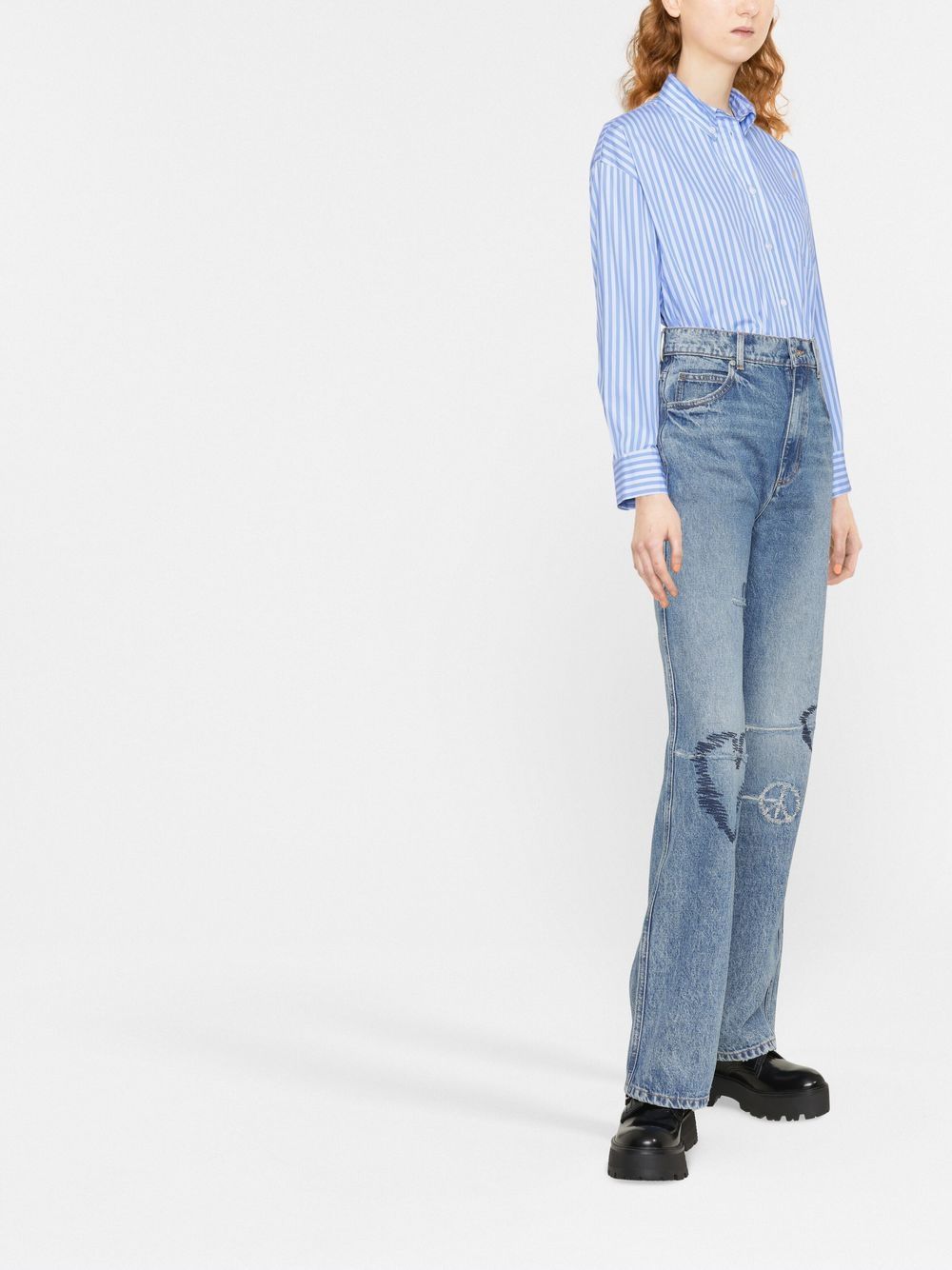 SANDRO Patty high-waisted Embroidered Jeans - Farfetch