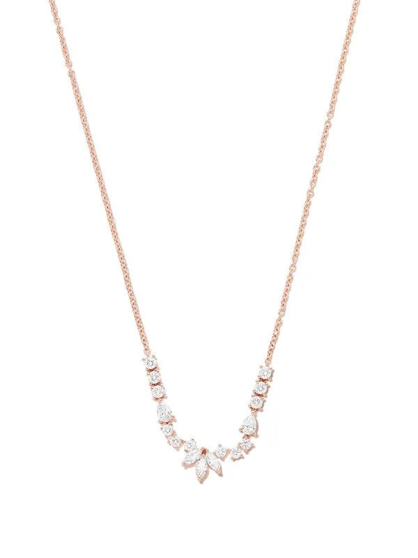 Anita Ko 18kt Rose Gold Grace Diamond Necklace in Pink