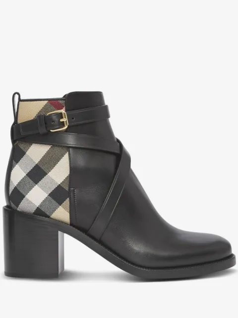 Burberry Check and leather heel boots