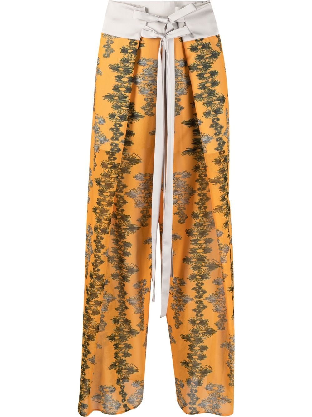 Kiko Kostadinov floral-print tie-waist palazzo trousers