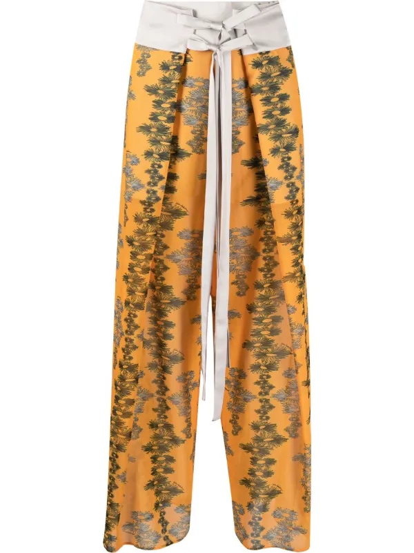 Farfetch Donna Abbigliamento Pantaloni e jeans Pantaloni Pantaloni a palazzo Pantaloni a palazzo con stampa Arancione 