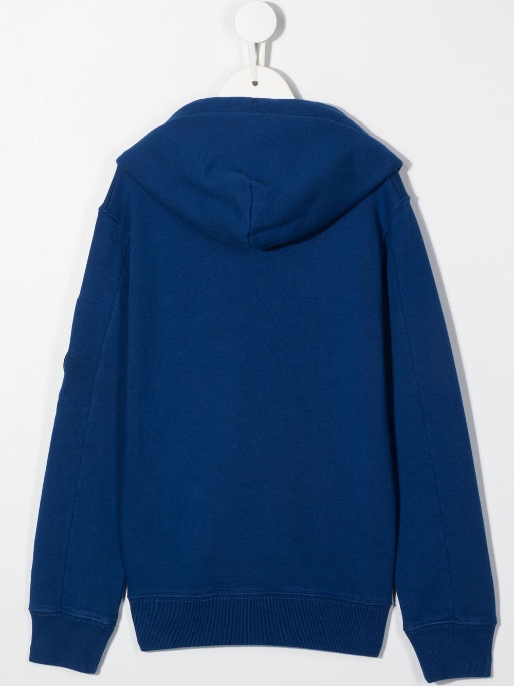 Shop C.p. Company Cotton Logo-patch Hoodie In Blue