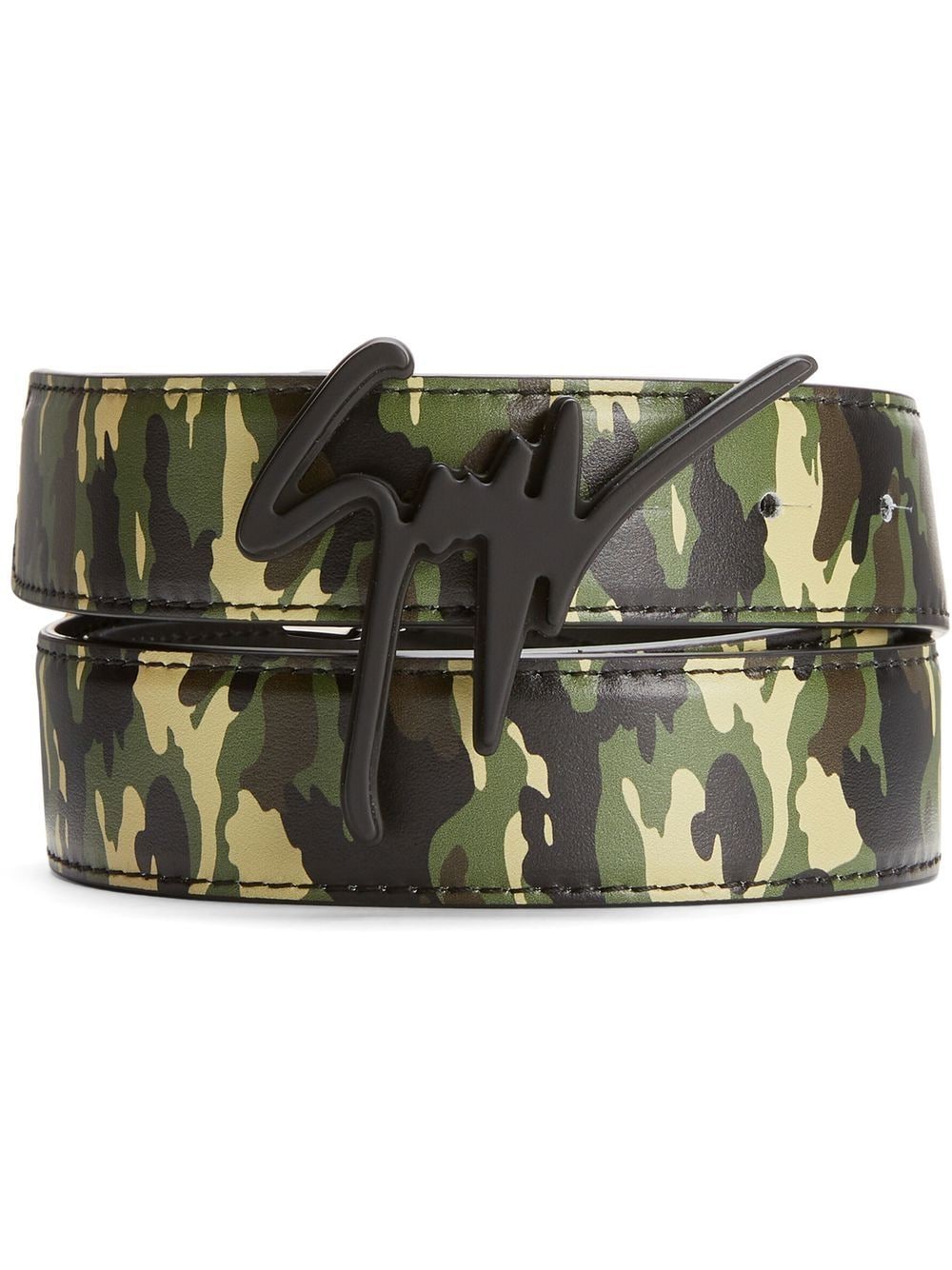 Giuseppe Zanotti Signature buckle camouflage-print belt - Black