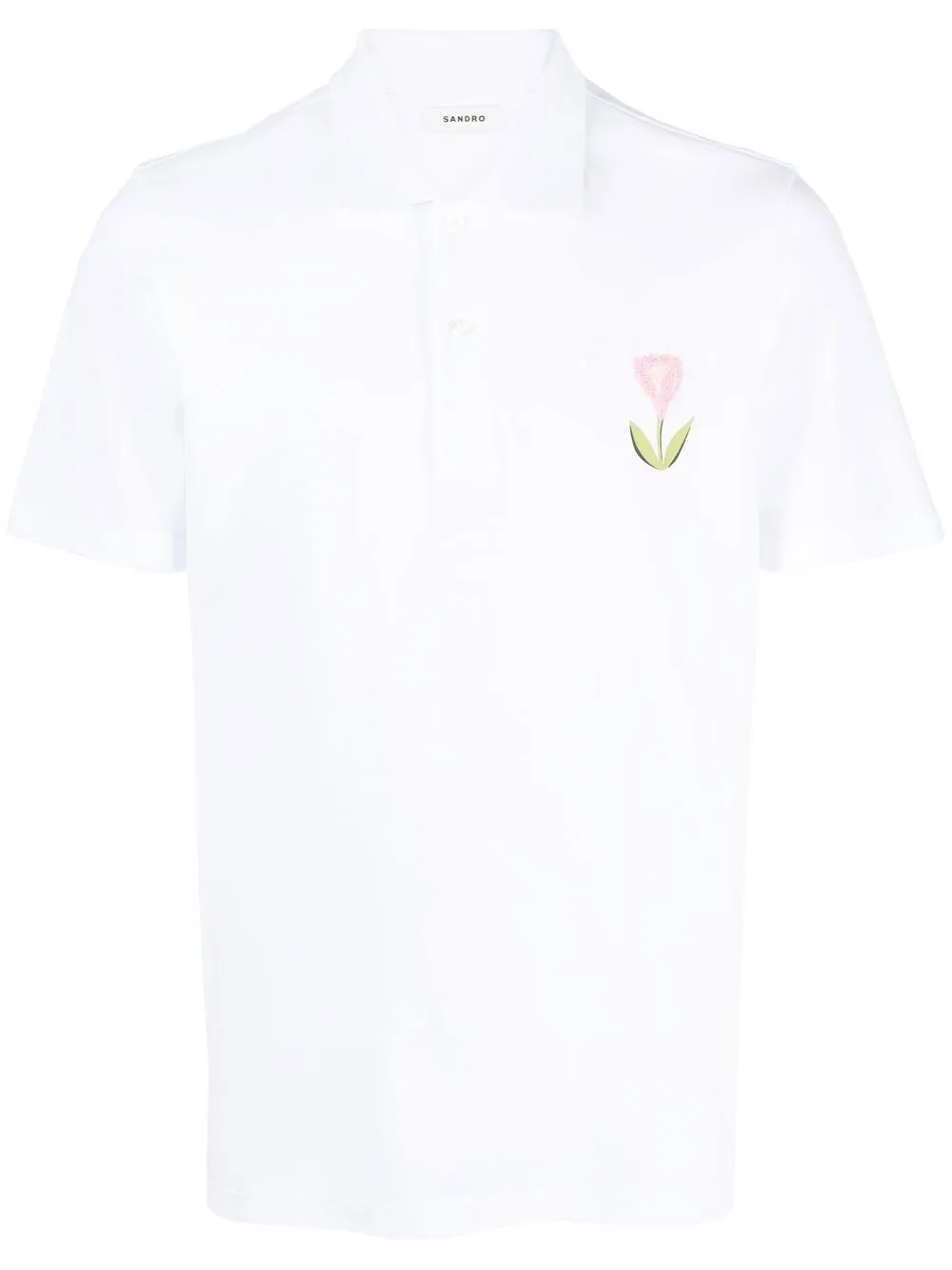 

SANDRO playera tipo polo con tulipanes estampados - Blanco