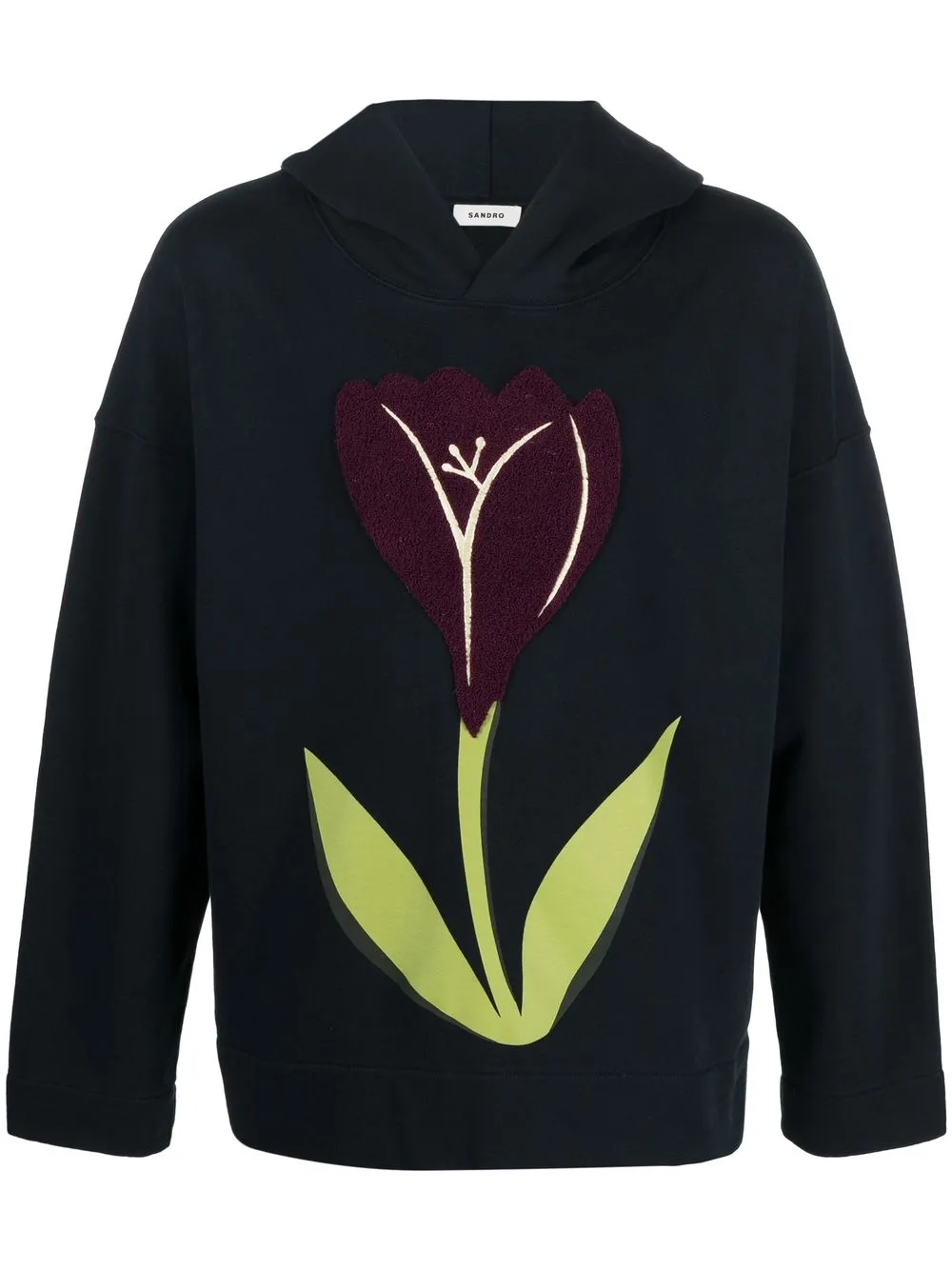 

SANDRO tulip-print detail hoodie - Blue
