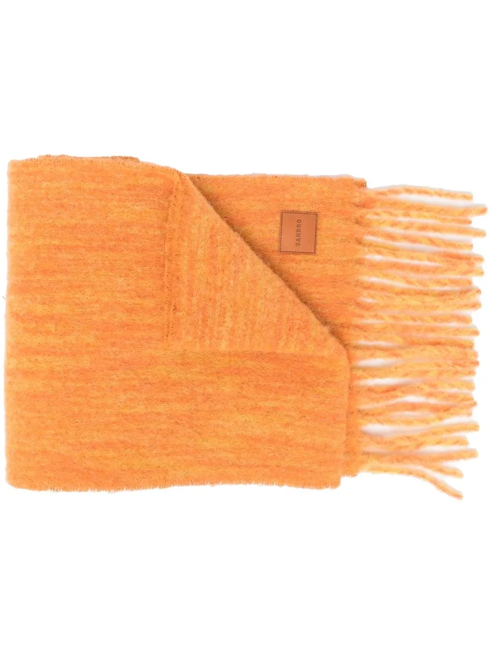 

SANDRO fringe-detail knitted scarf - Orange