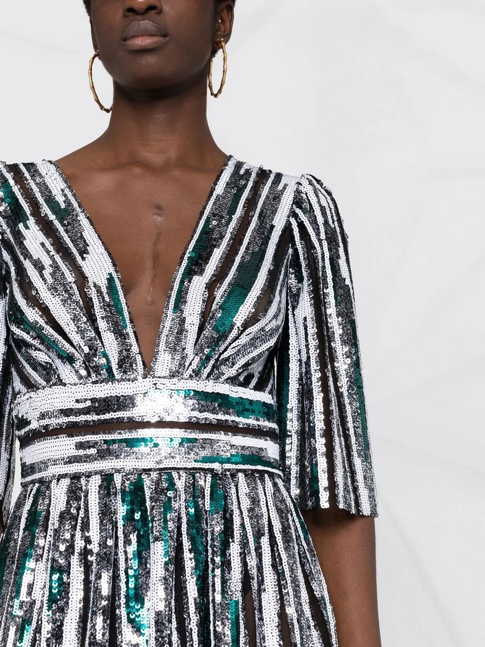 Striped sequin shop wrap dress