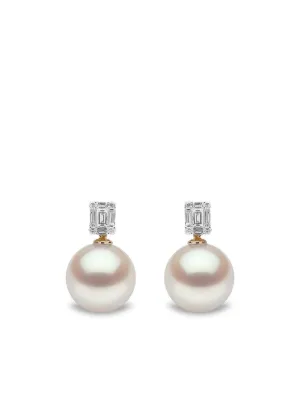 Pearl and deals diamond earrings gold