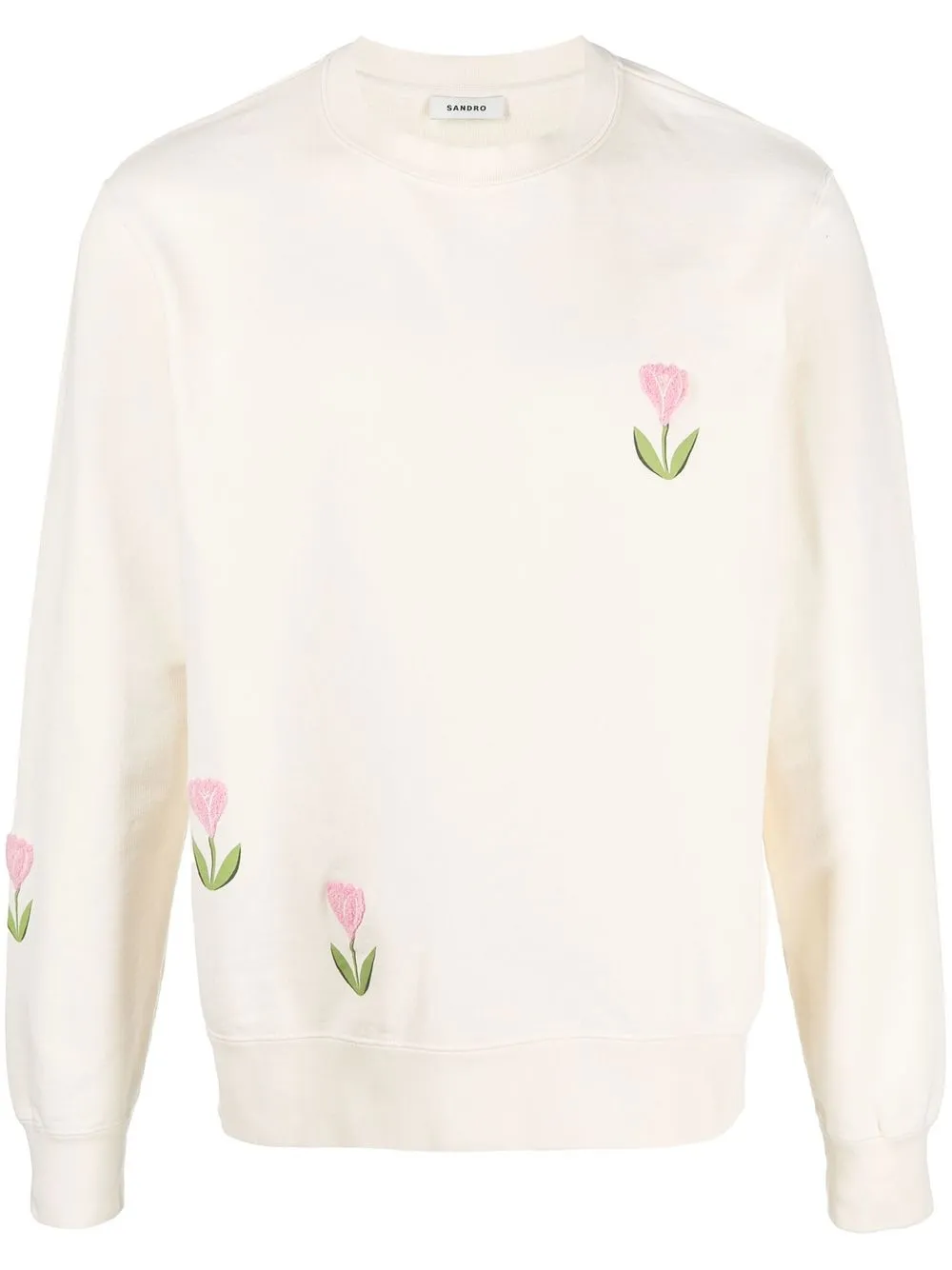 

SANDRO floral-embroidered crew-eneck sweatshirt - Neutrals