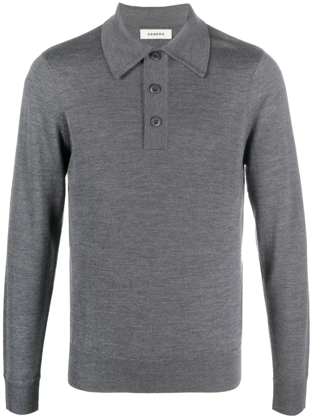 

SANDRO melange-effect knit polo jumper - Grey