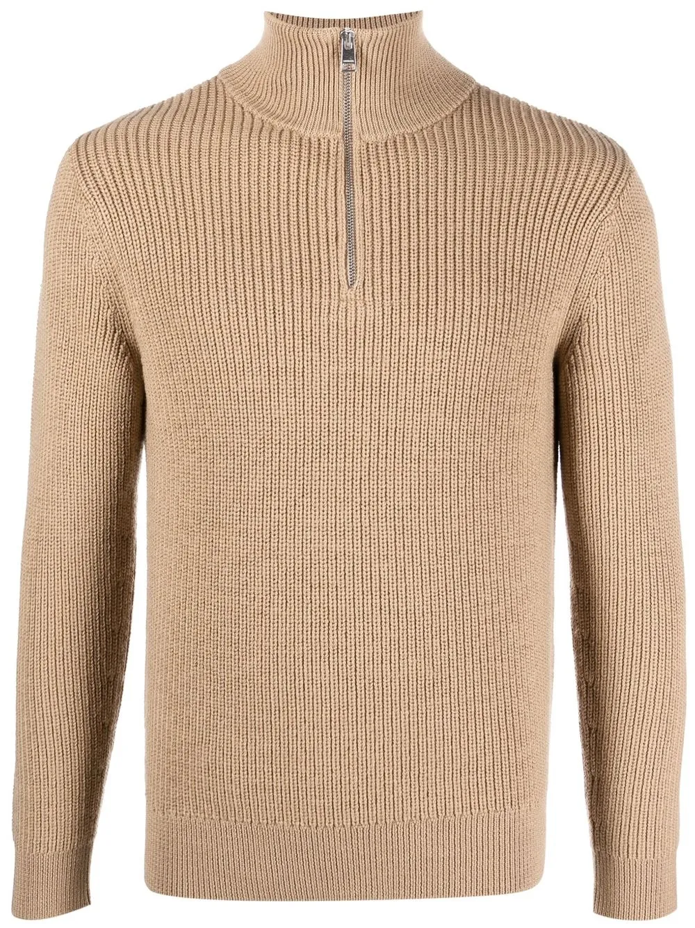 

SANDRO zip-front funnel-neck jumper - Neutrals