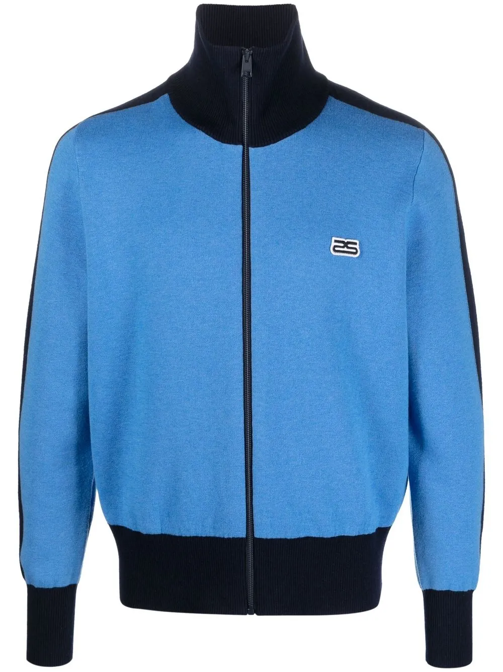 

SANDRO logo-patch funnel neck cardigan - Blue