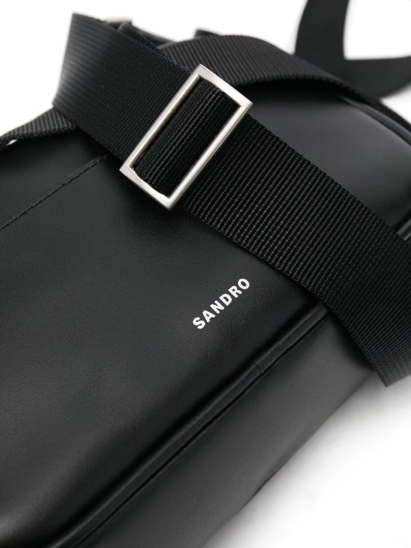 Sandro Paris logo-print Leather Wash Bag - Black