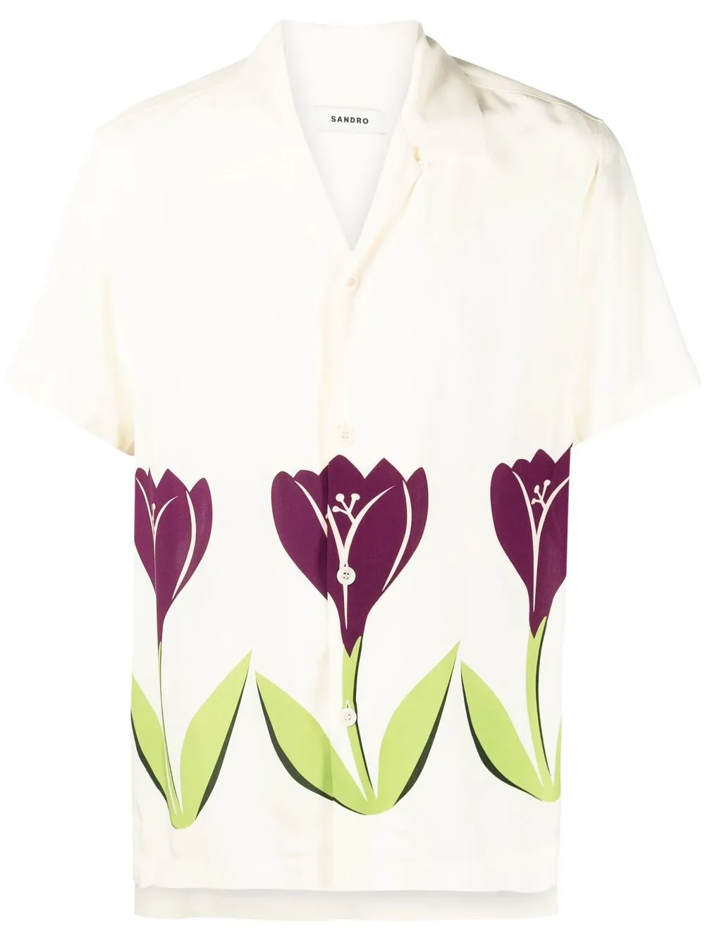 

SANDRO floral short-sleeve shirt - Neutrals