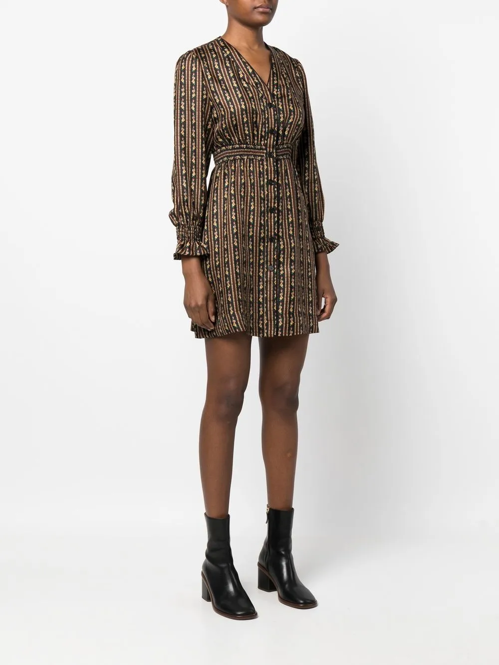 Sandro Allover Graphicprint Dress In Brown ModeSens