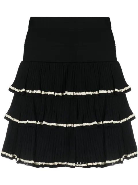 SANDRO Camia pleated tiered skirt