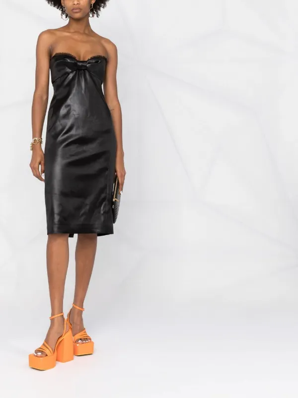 black satin mid length dress Modest Formal Satin Dress G531 Black