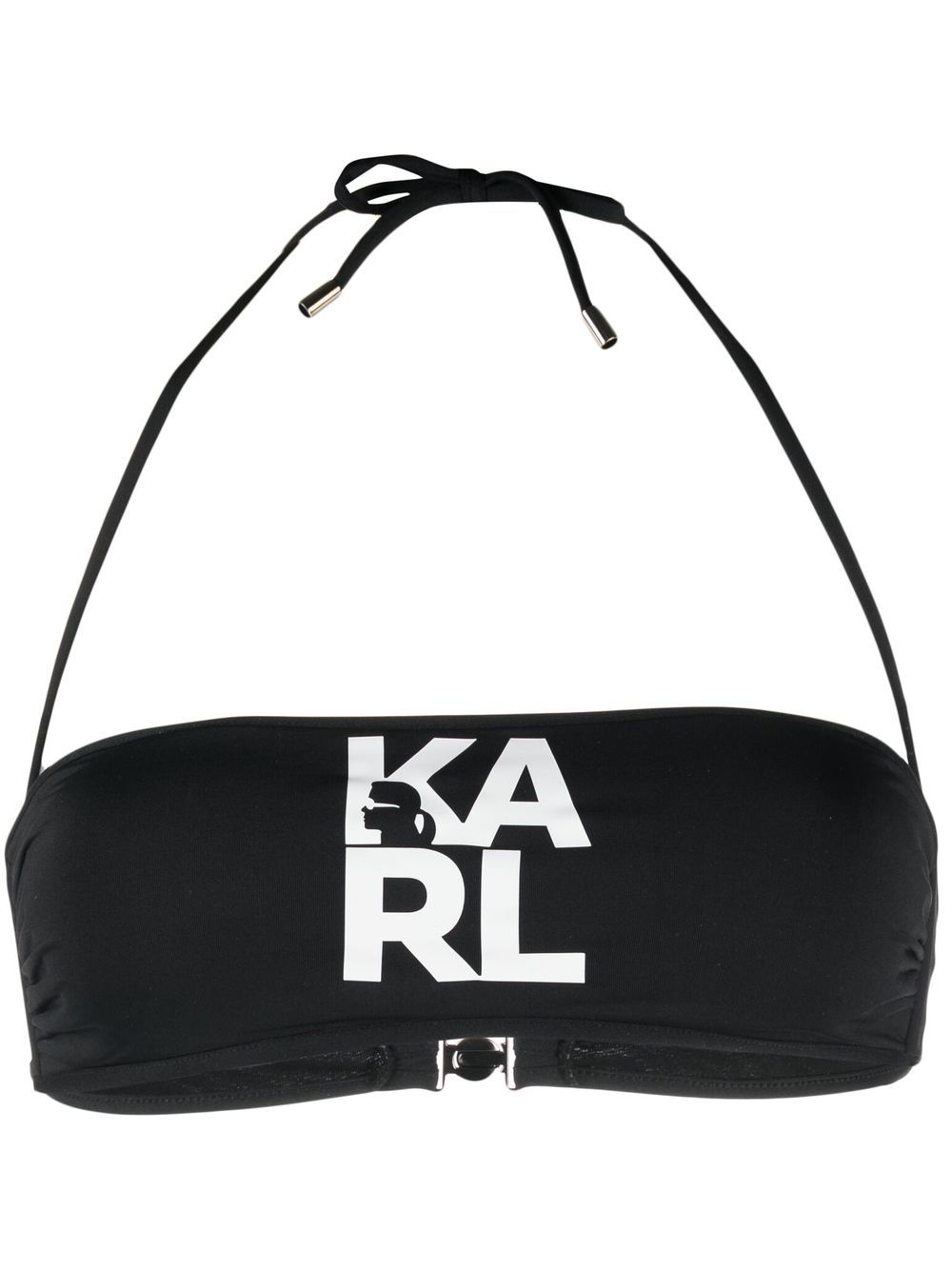 Image 1 of Karl Lagerfeld logo-print bandeau bikini top