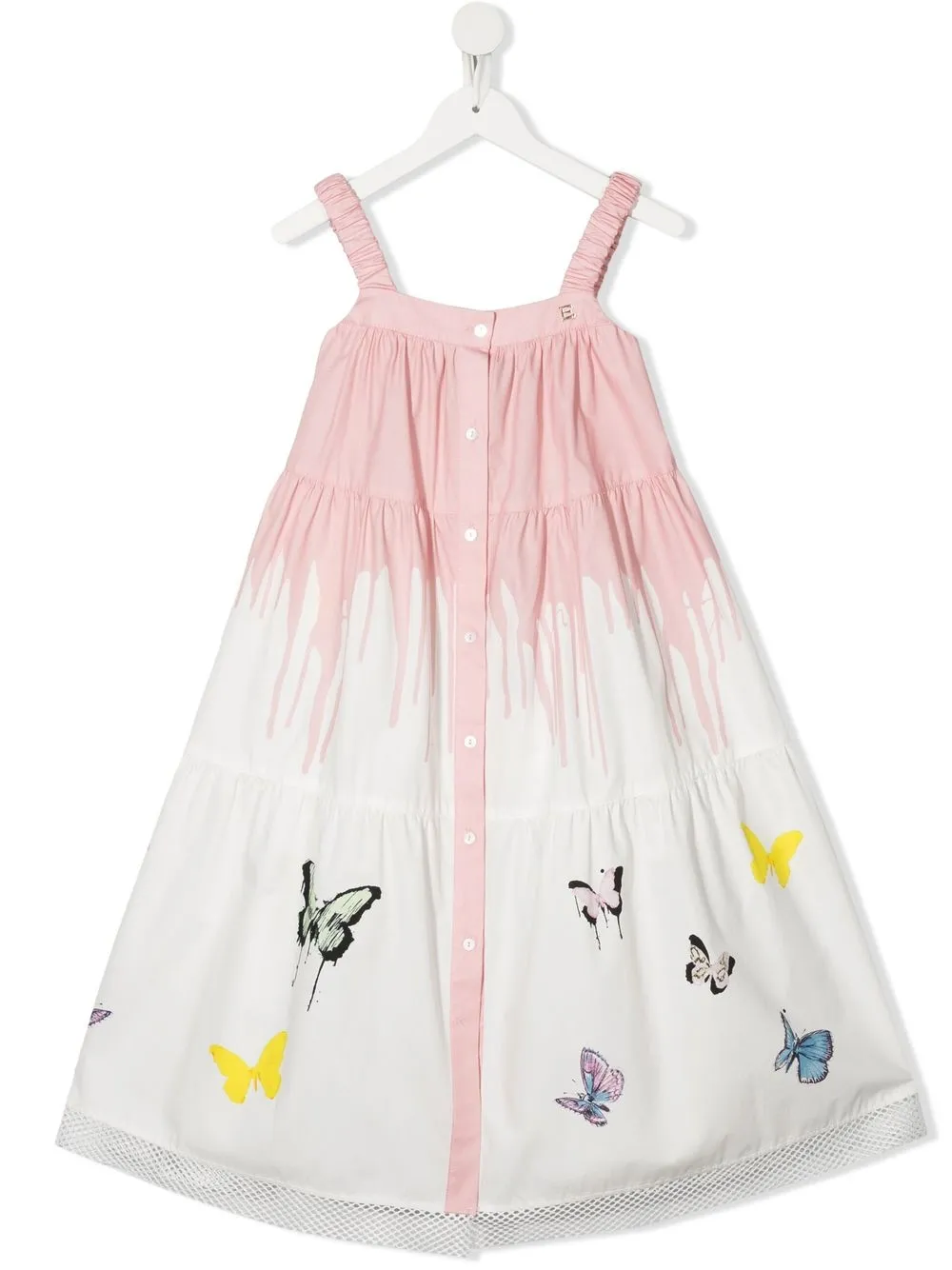 Ermanno Scervino Junior Kids' Butterfly-print Flared Dress In White