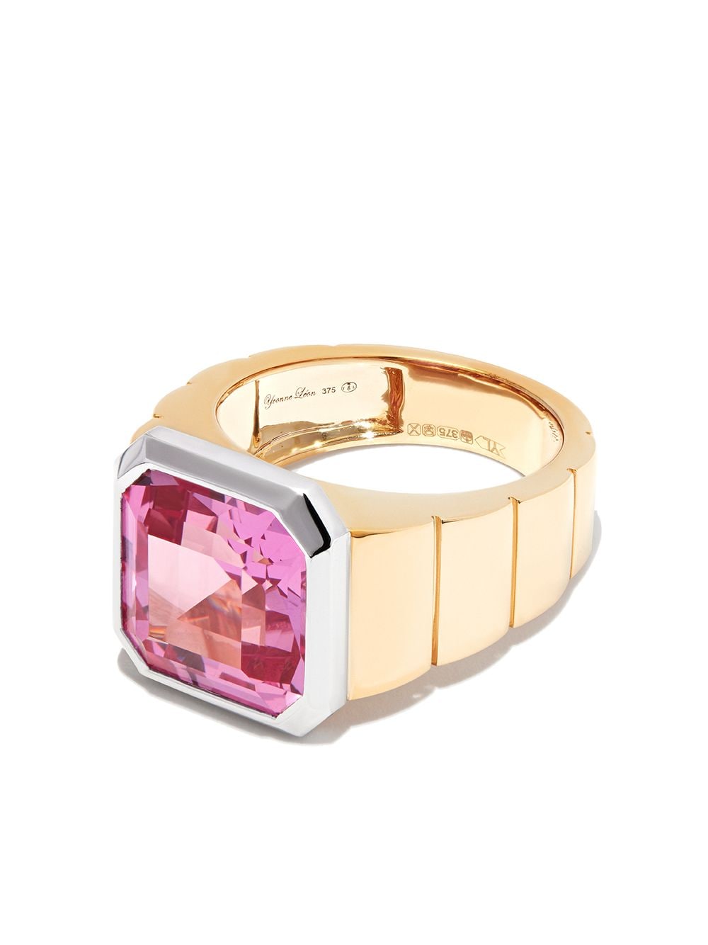 Shop Yvonne Léon 9kt Yellow And White Gold Chevaliere Princesse Crystal Signet Ring