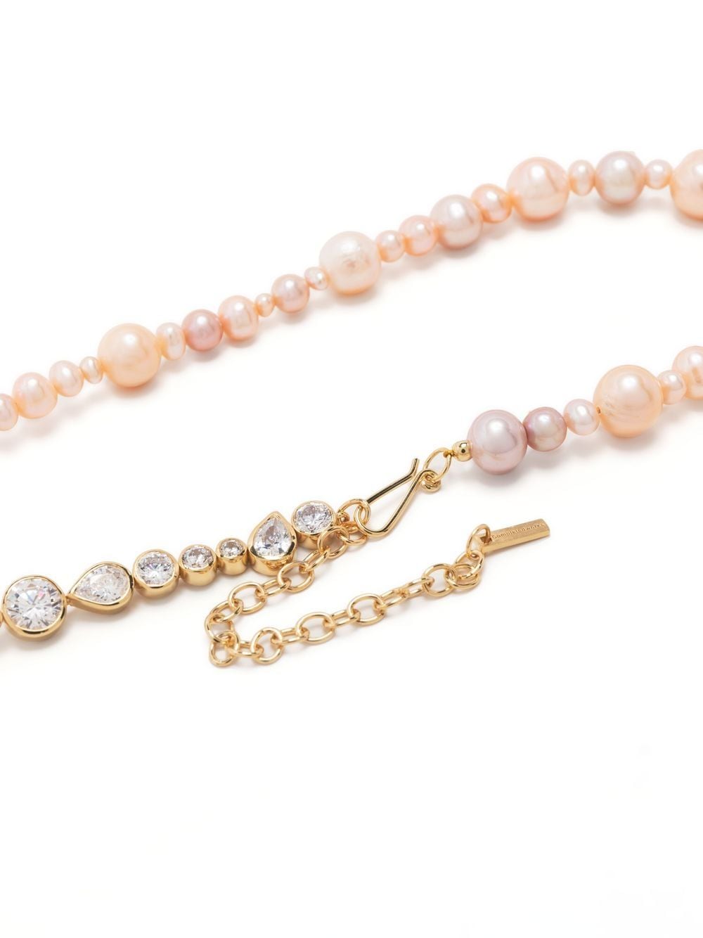 Shop Completedworks Pearl And Zirconia Chain Necklace In Gold