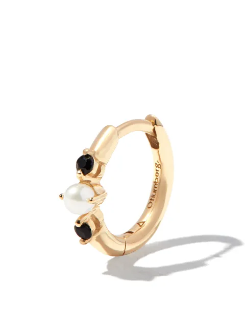 Otiumberg 9kt yellow gold onyx and pearl huggie single earring