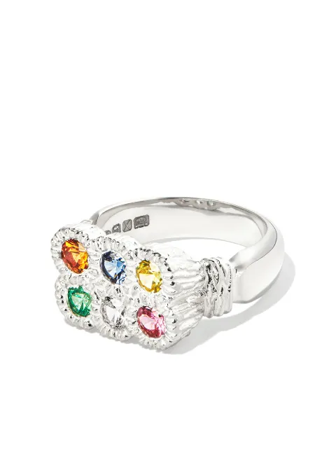 Bleue Burnham anillo Flowers Grow Together en plata de ley con zafiro