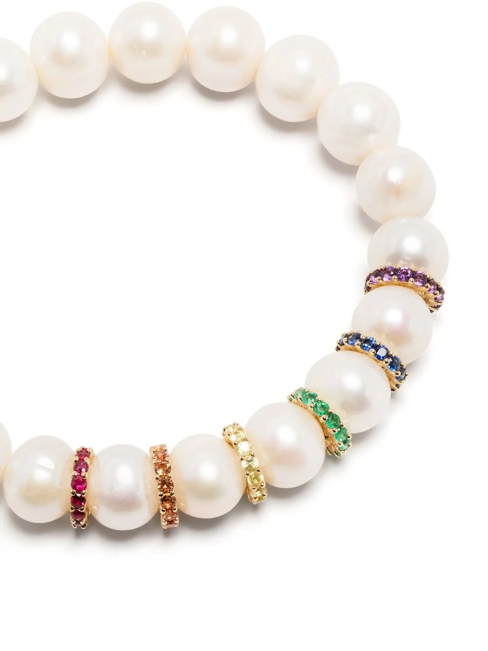 Shop Sydney Evan 14kt Yellow Gold Multi-stone Pearl Bracelet In White